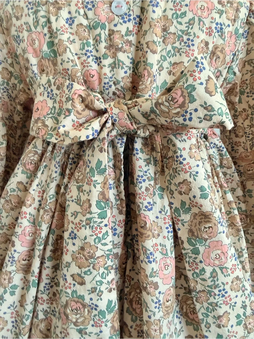 Alice Kathleen Floral Smocked Dress Girls Size 4 Peter Pan Collar Long Sleeve
